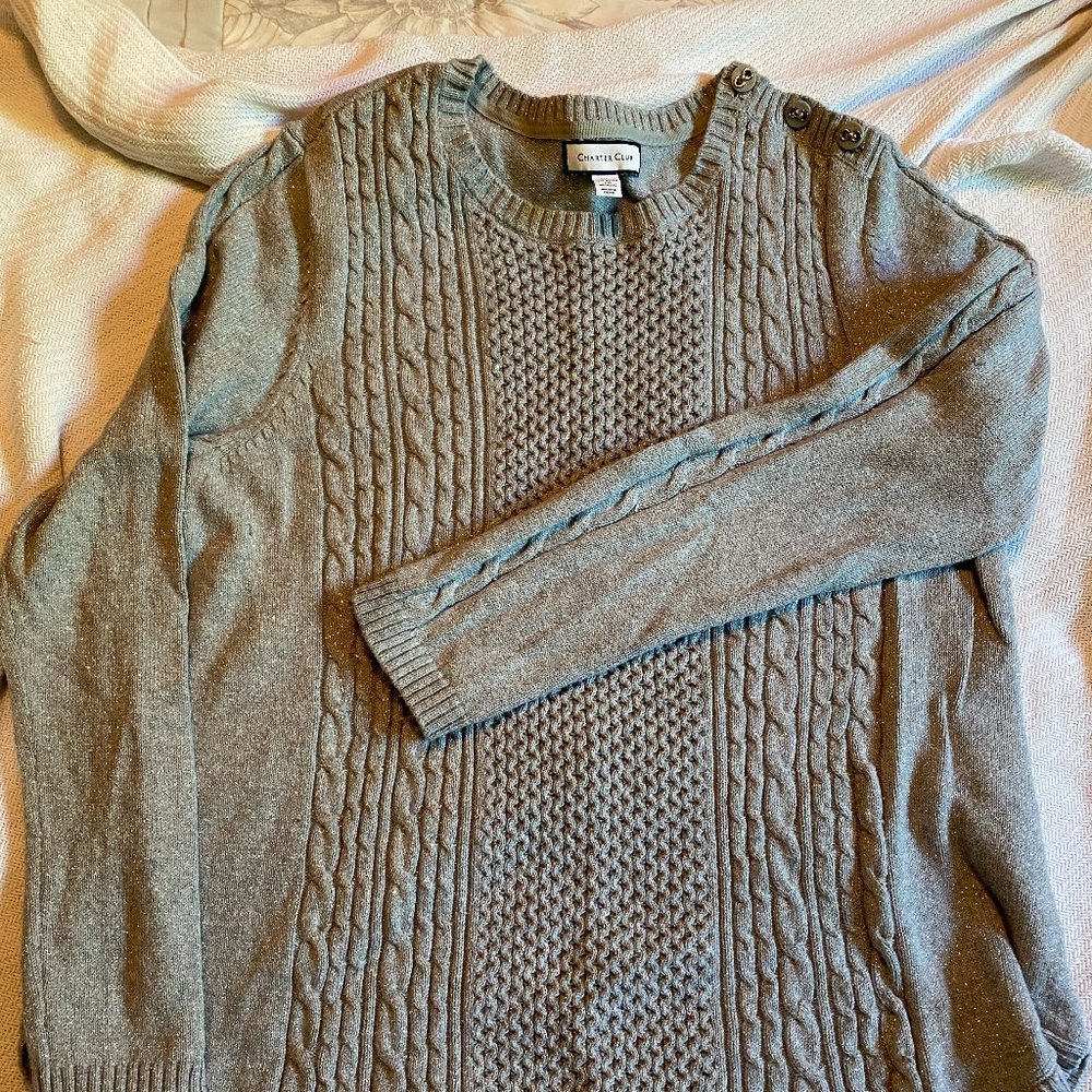Ladies metallic silver sweater